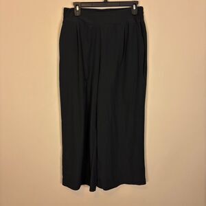 Quince Black High Waisted Wide Leg Cropped Pull On Pants Large